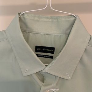 City of London Slim Fit Stretch Green Dress Shirt, Neck 16, Sleeve 32/33